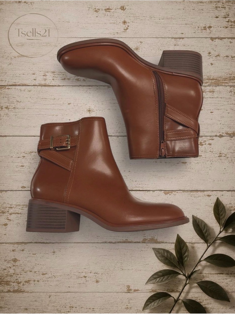 Kelly & Katie Cognac Brown Jeri Ankle Booties (New with Defect) - Size 8